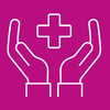Icon: Hände halten Gesundheitssymbol hoch
